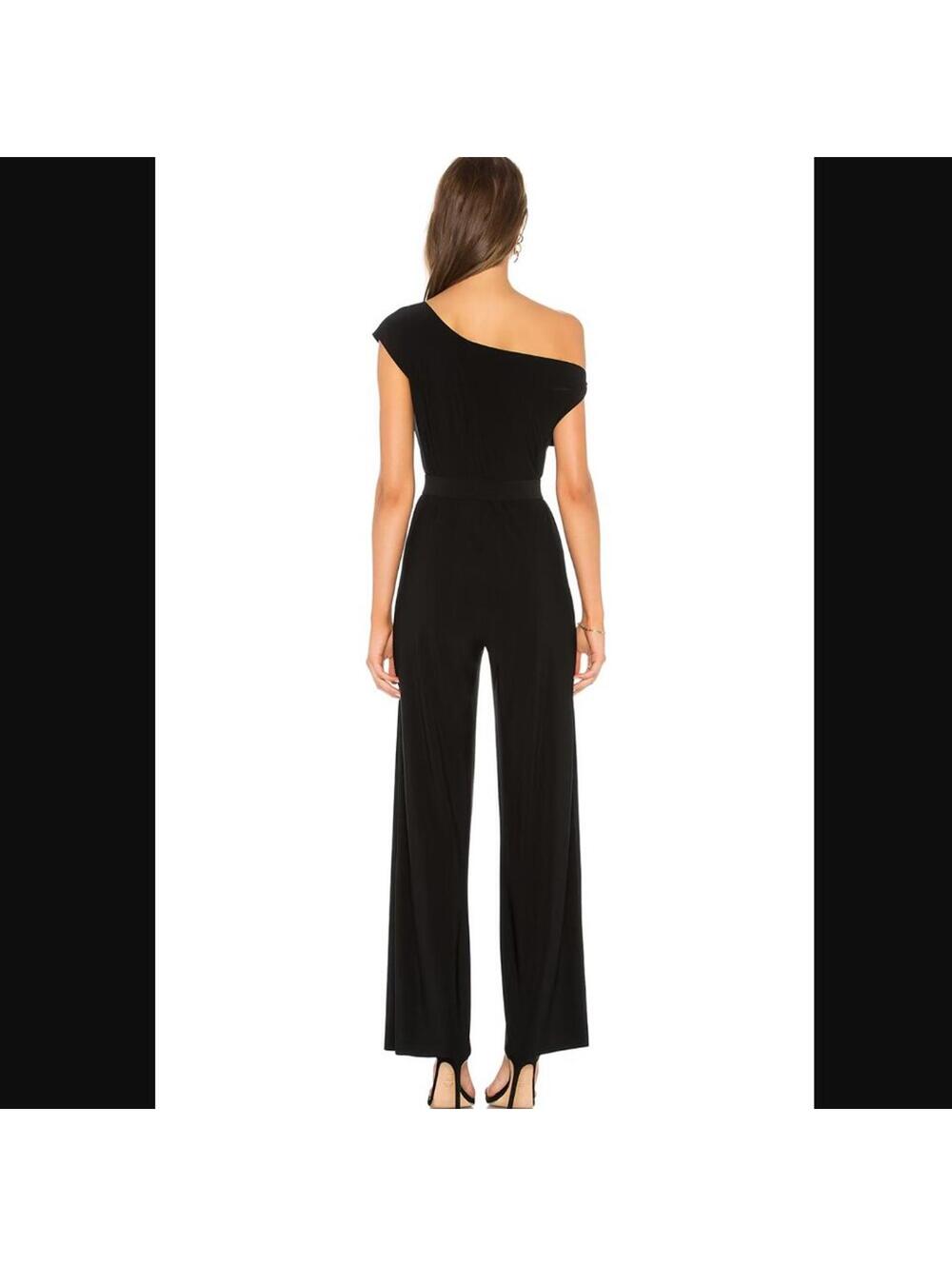 Norma Kamali Drop Shoulder Minimalist Classy Wide Leg Jumpsuit Black Small $165 - Picture 4 of 8